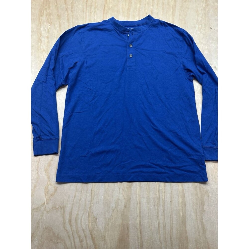 Men’s LL Bean Carefree Unshrinkable Long Sleeve T Shirt 100% Cotton M‎ Blue